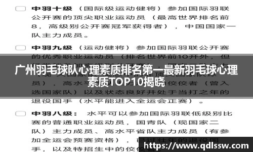 广州羽毛球队心理素质排名第一最新羽毛球心理素质TOP10揭晓